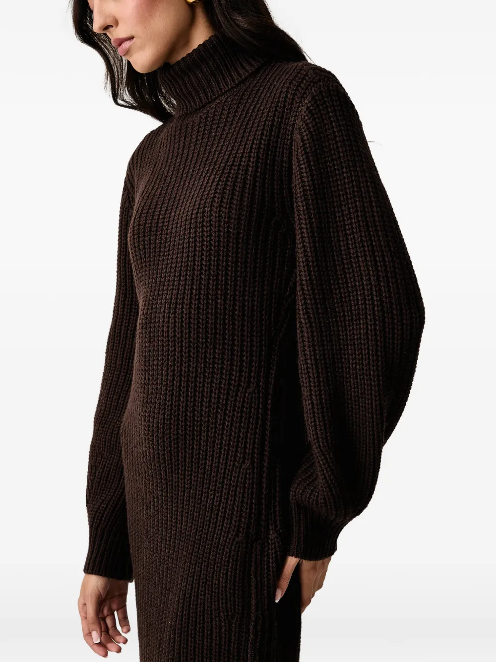 Armani Exchange Ribgebreide jurk Bruin