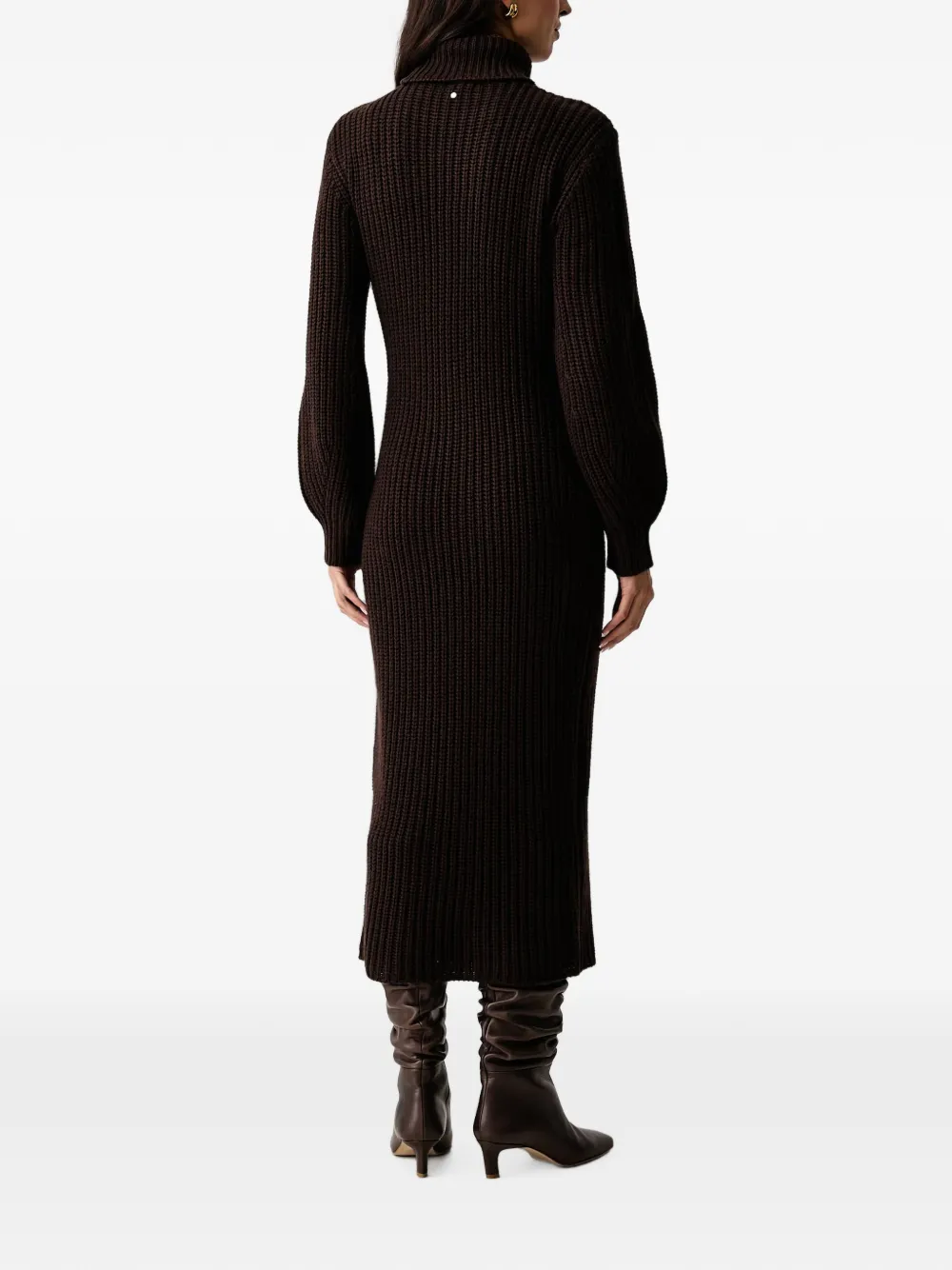 Armani Exchange Ribgebreide jurk Bruin