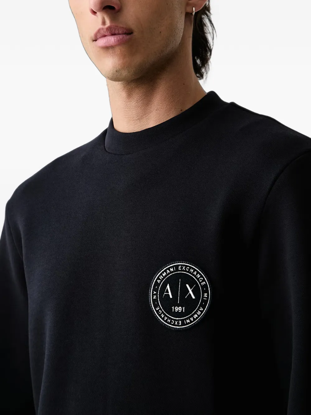 Armani Exchange Trui met logopatch Zwart