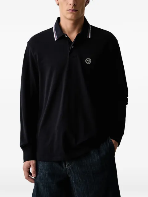 Armani Exchange logo-patch long-sleeve polo shirt