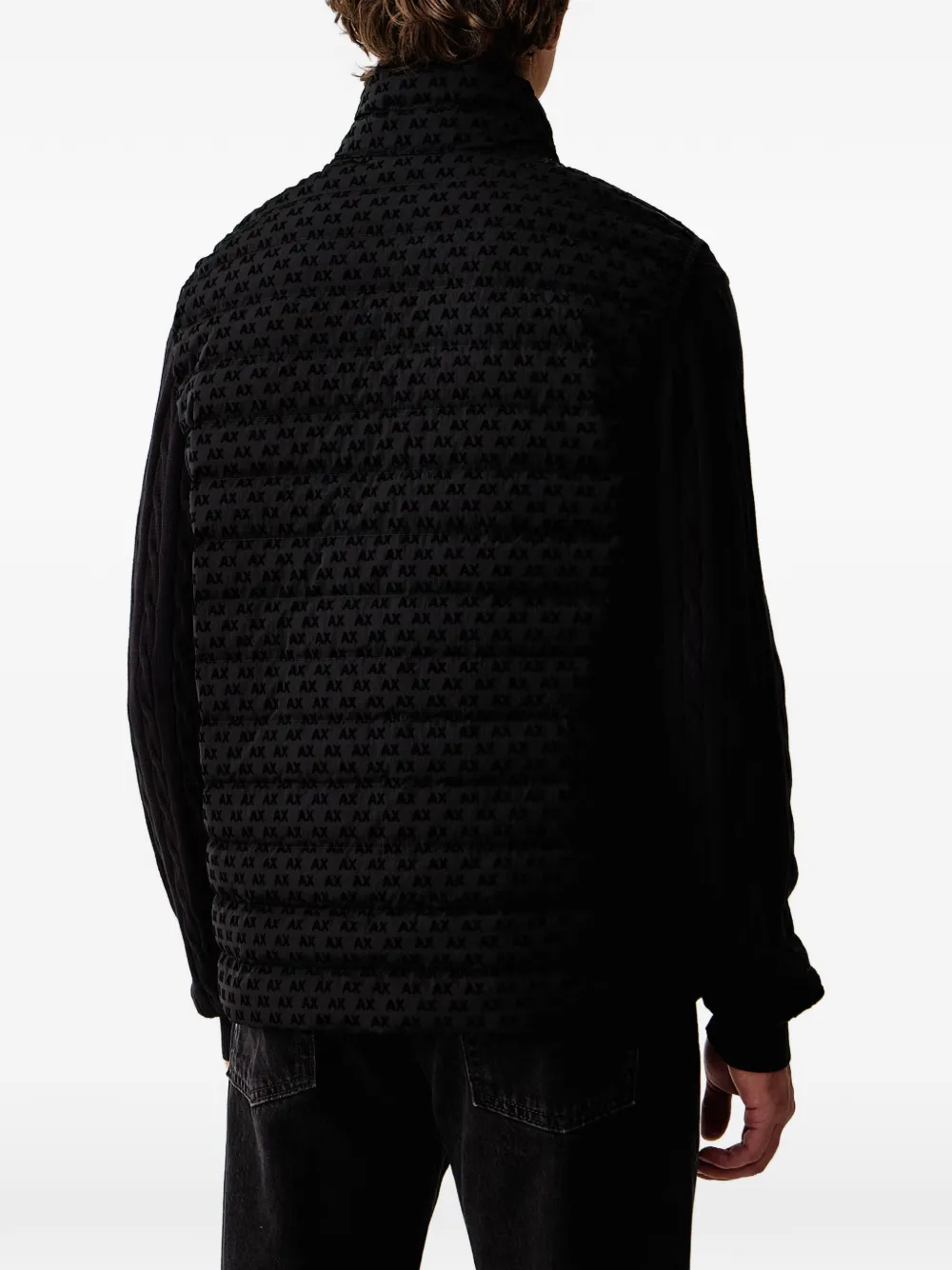 Armani Exchange all-over logo-print quilted gilet Zwart