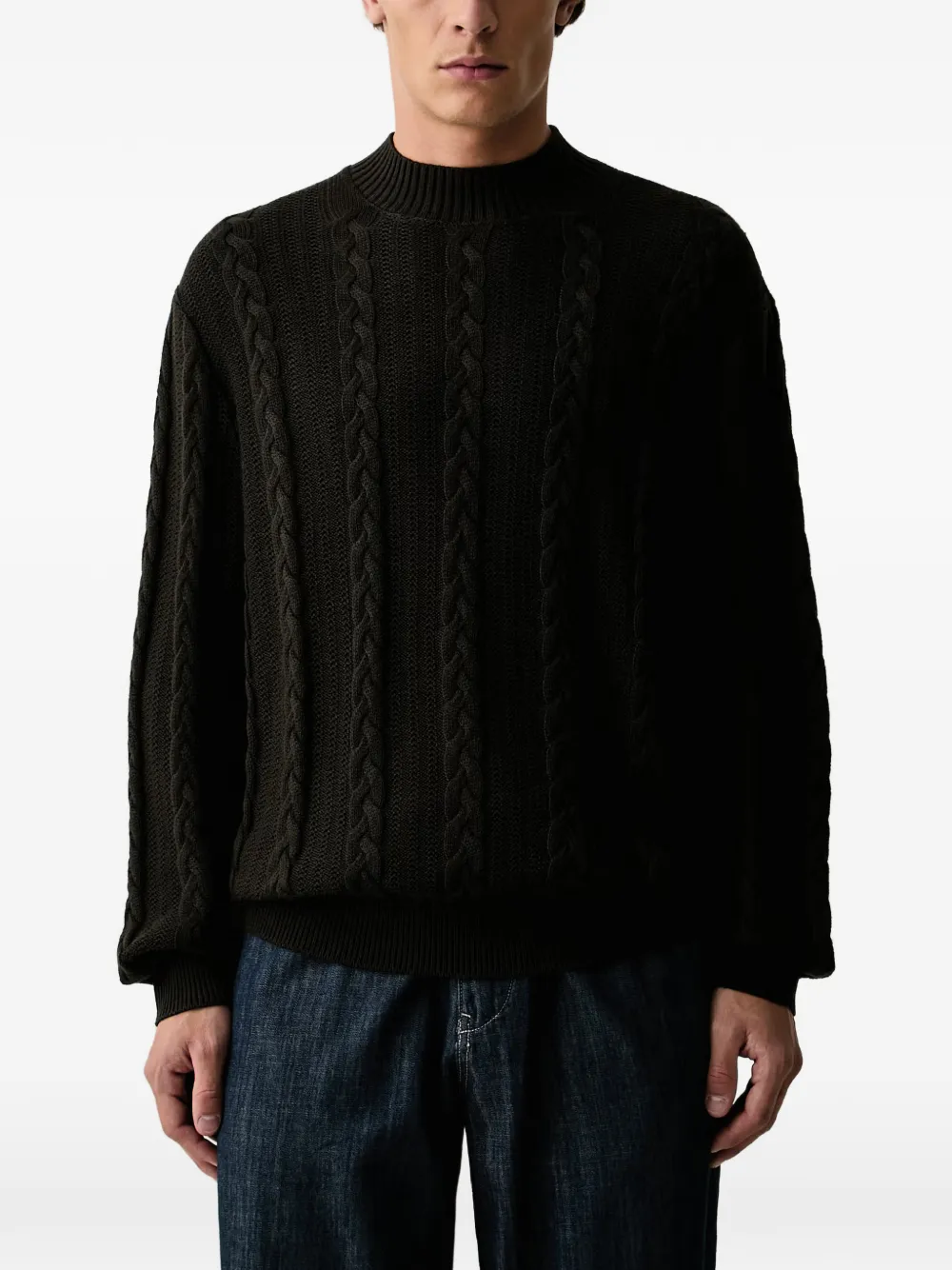 Armani Exchange cable-knit mock-neck sweater