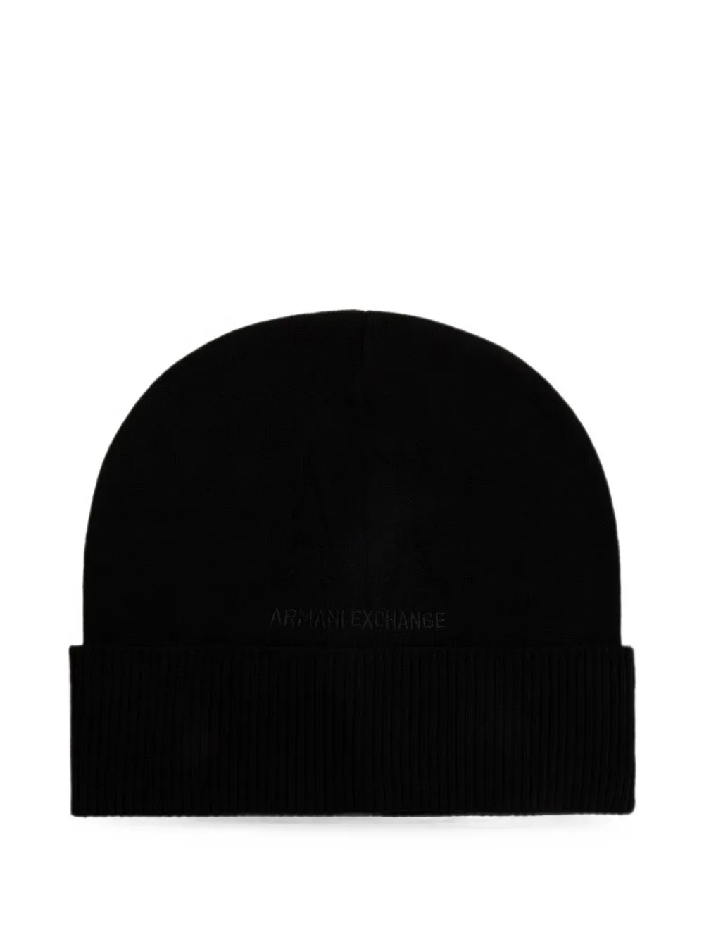 Armani Exchange logo-embroidered ribbed-trim beanie hat