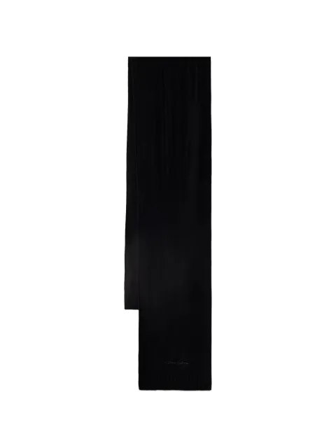 Armani Exchange logo-embroidered knitted scarf