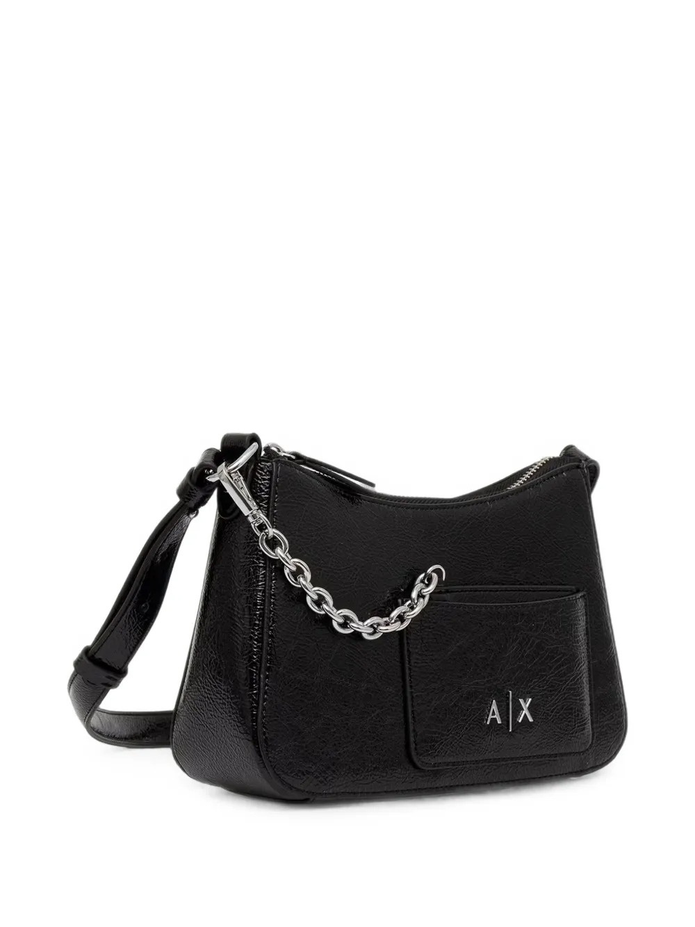 Armani Exchange mini logo-plaque crinkled-finish tote bag Zwart