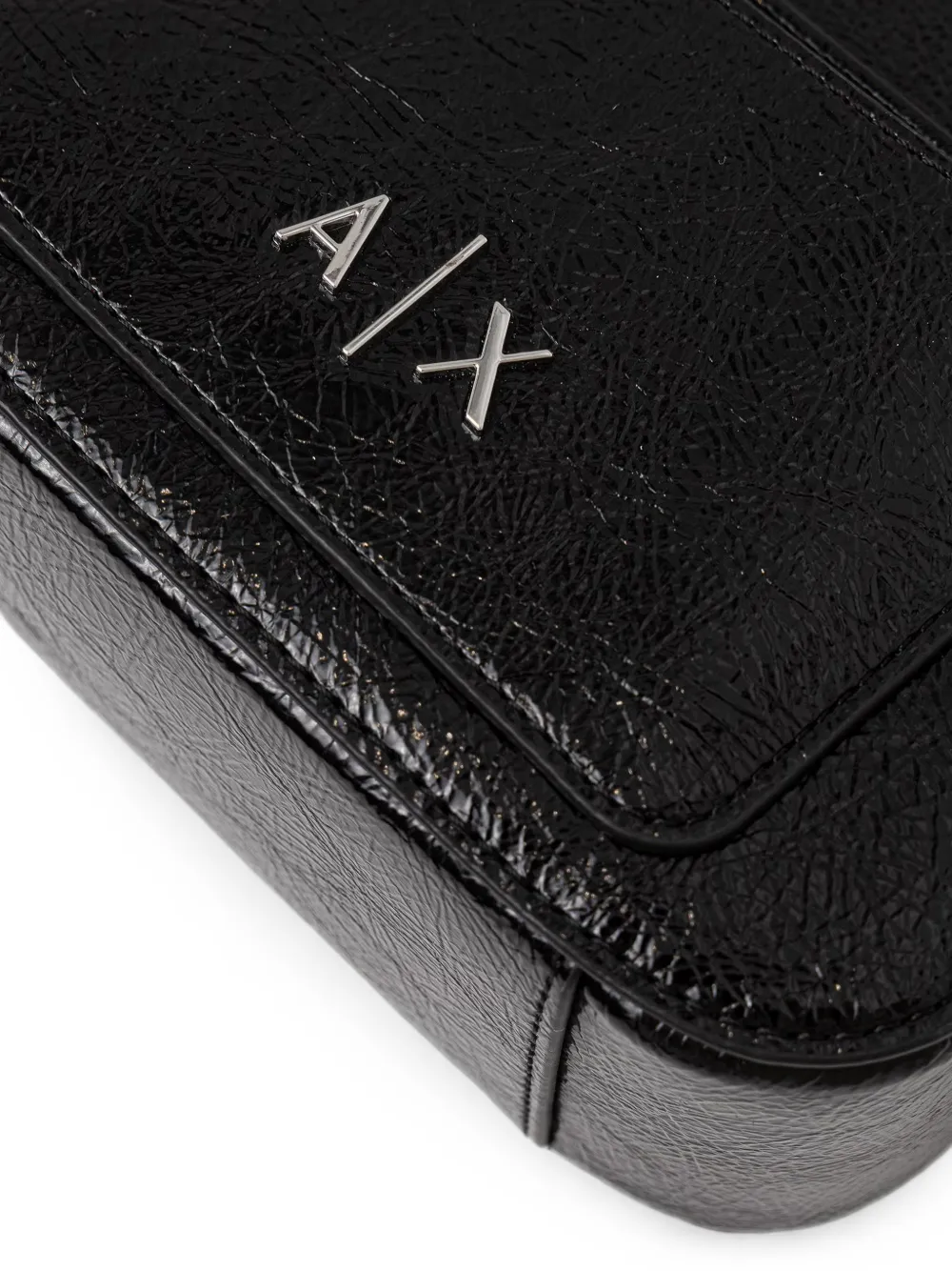 Armani Exchange mini logo-plaque crinkled-finish tote bag Zwart