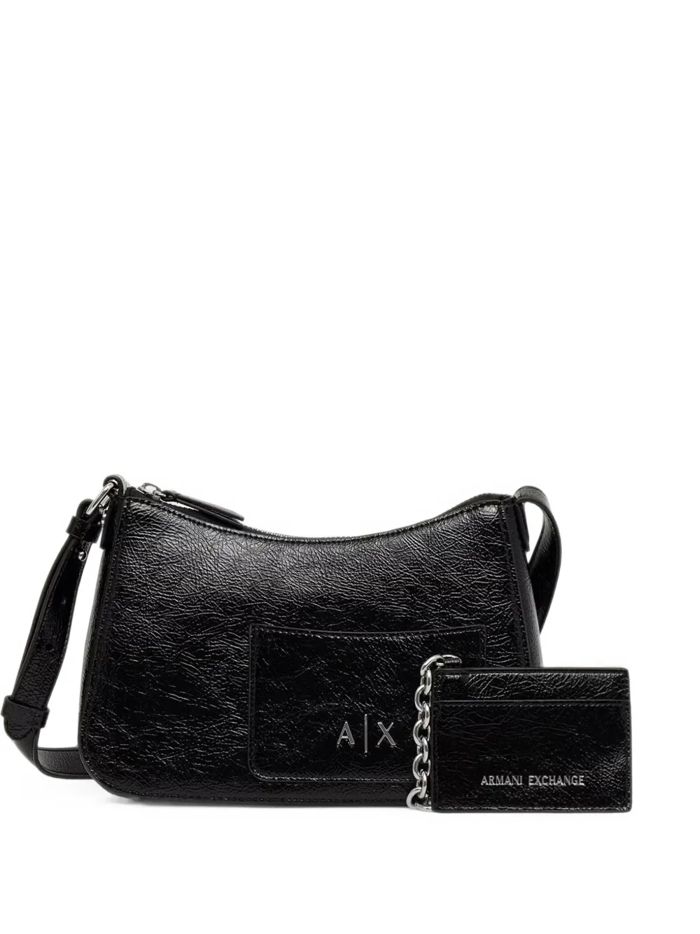 Armani Exchange mini logo-plaque crinkled-finish tote bag