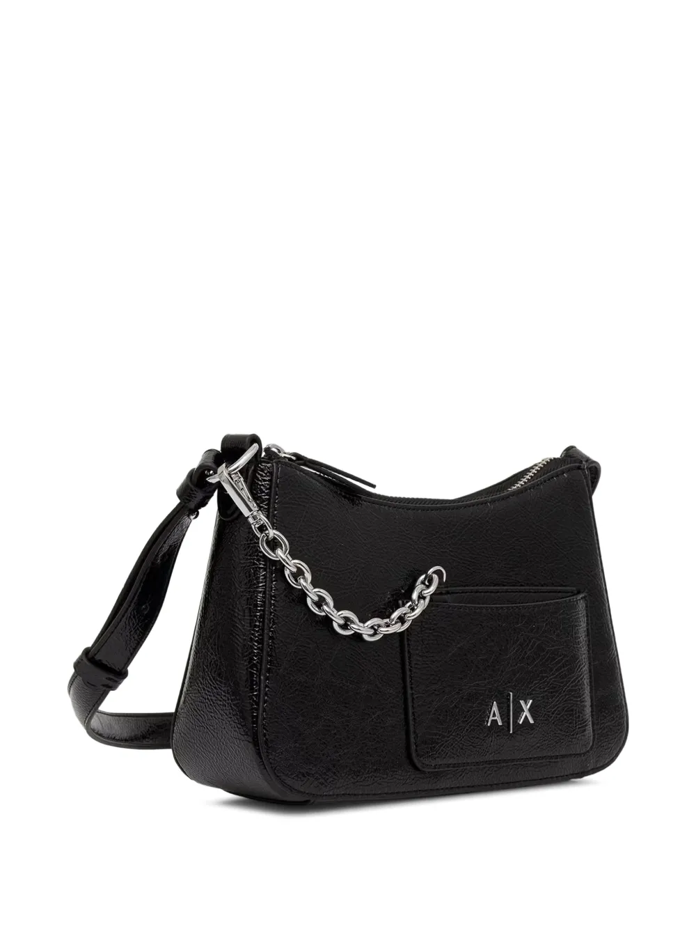 Armani Exchange mini logo-plaque crinkled-finish tote bag - Nero