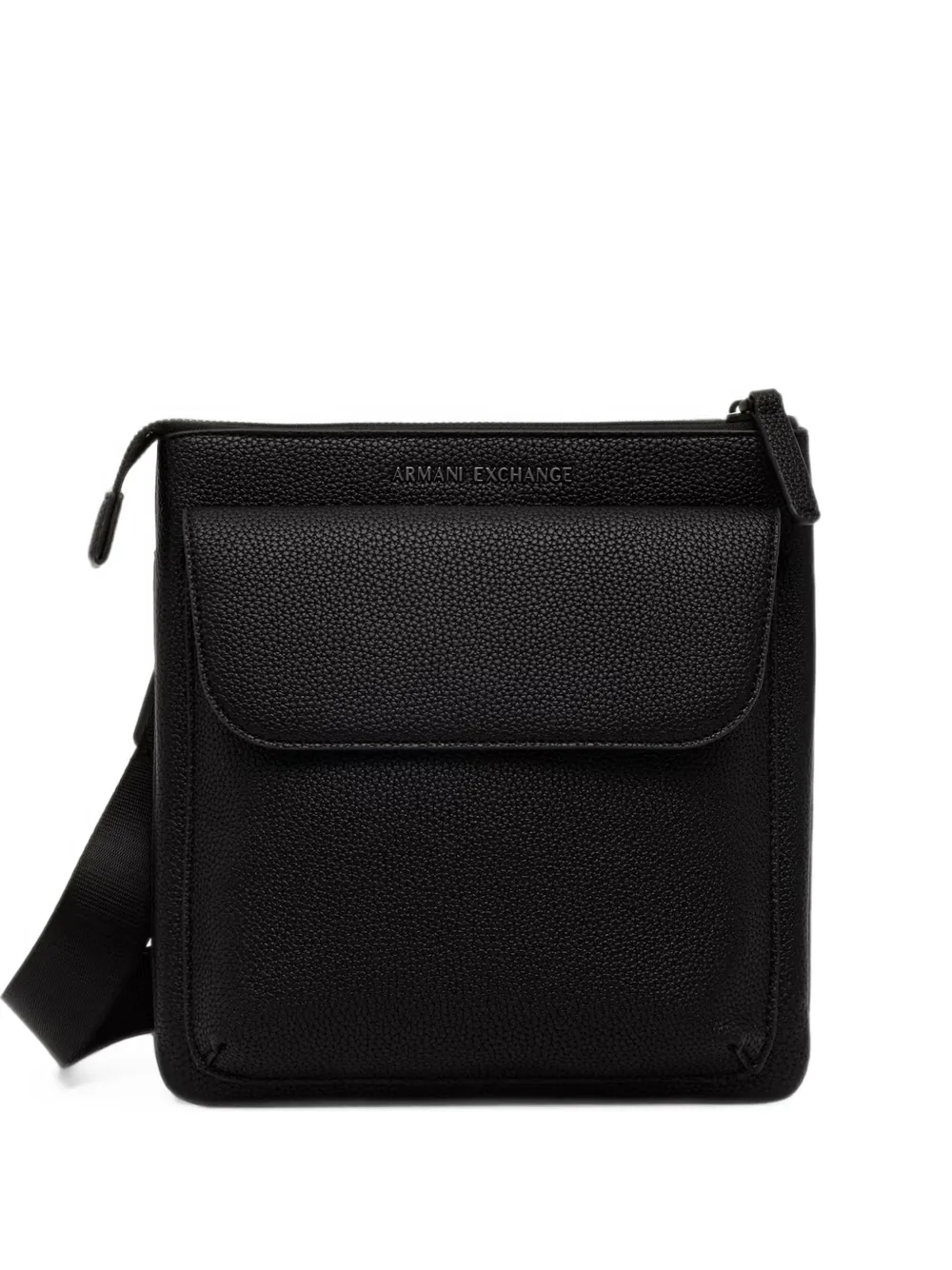 Armani Exchange logo-plaque pebbled-effect messenger bag