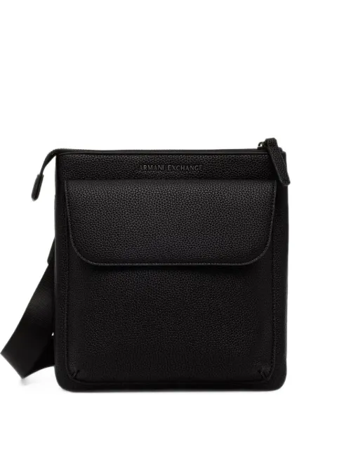 Armani Exchange logo-plaque pebbled-effect messenger bag