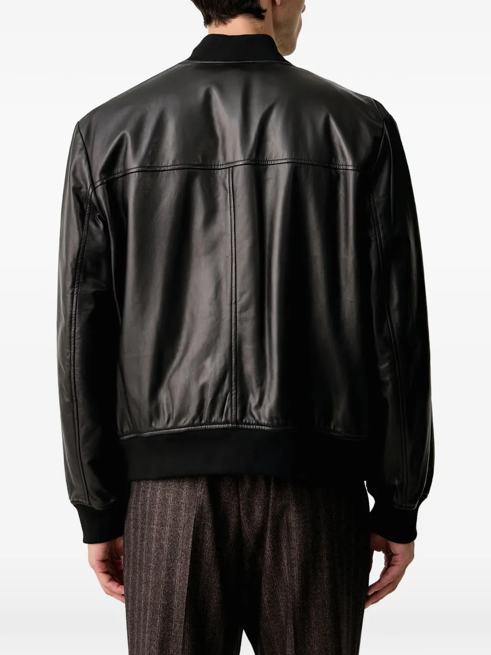 Armani Exchange Leren bomberjack Zwart