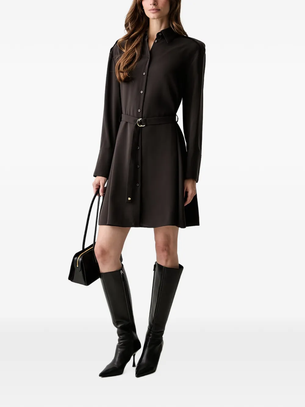 Armani Exchange belted epaulette shirt mini dress Bruin