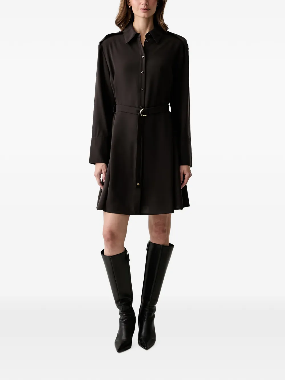 Armani Exchange belted epaulette shirt mini dress