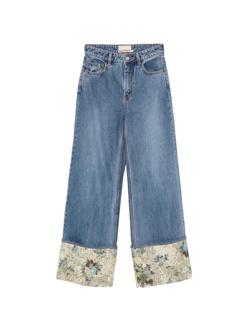ALEMAIS Marcel floral-print tapestry-cuff jeans - Blu