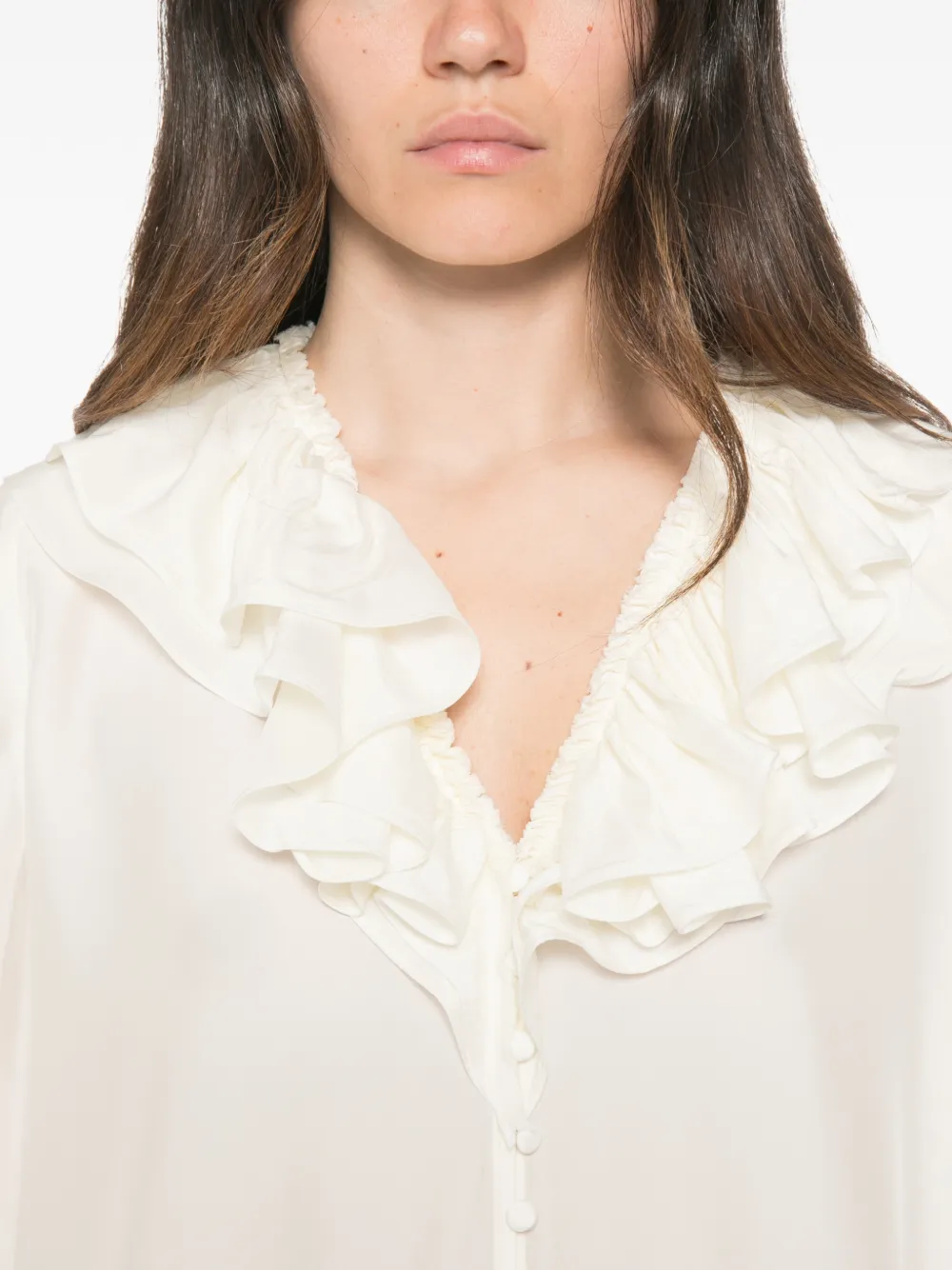 GANNI Gelaagde blouse met ruches Wit