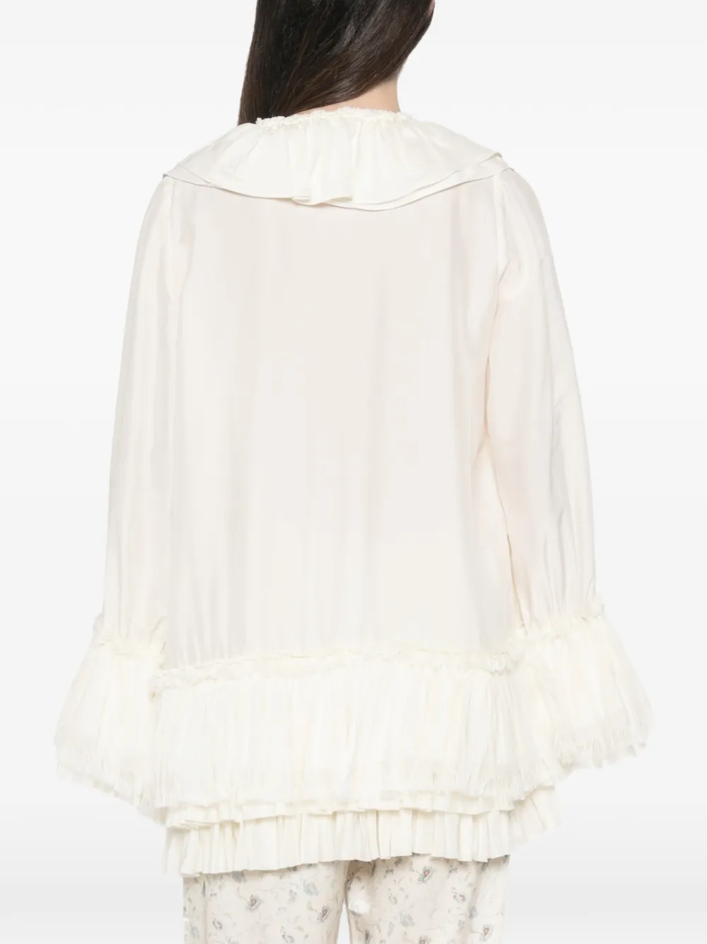 GANNI Gelaagde blouse met ruches Wit