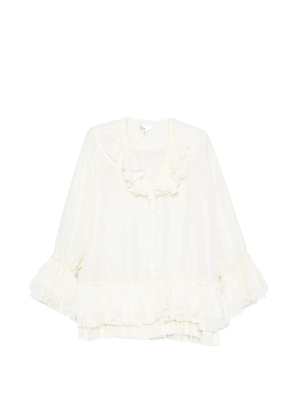 GANNI ruffled tiered blouse - Bianco
