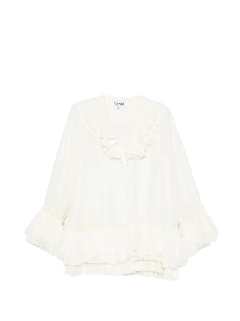 GANNI ruffled tiered blouse
