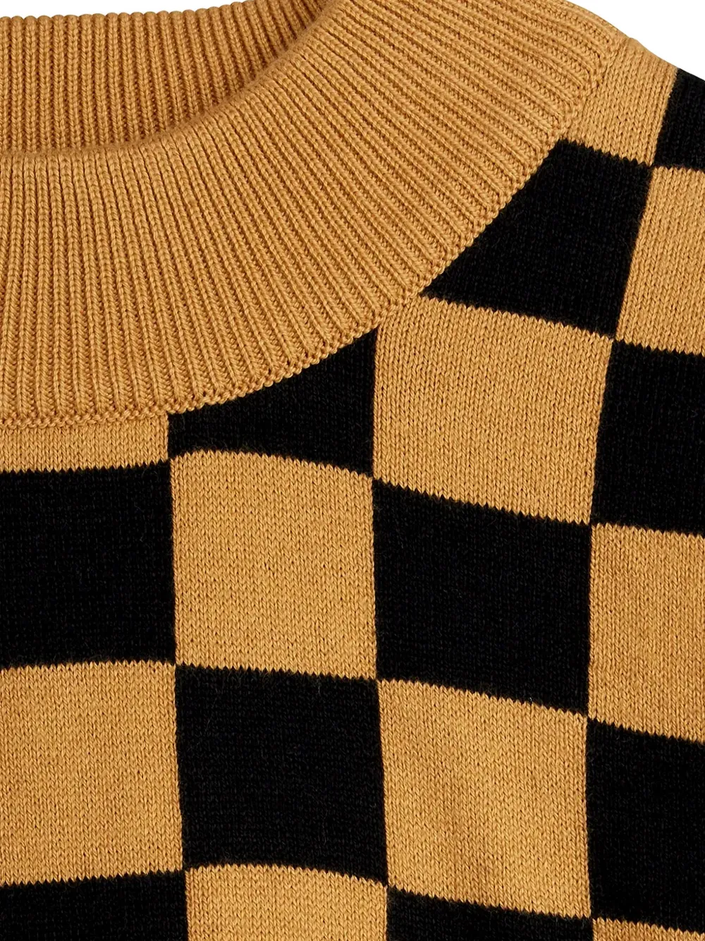 Mini Rodini Chess checkerboard-knit sweater Beige