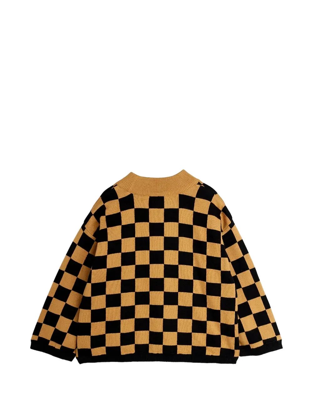 Mini Rodini Chess checkerboard-knit sweater Beige