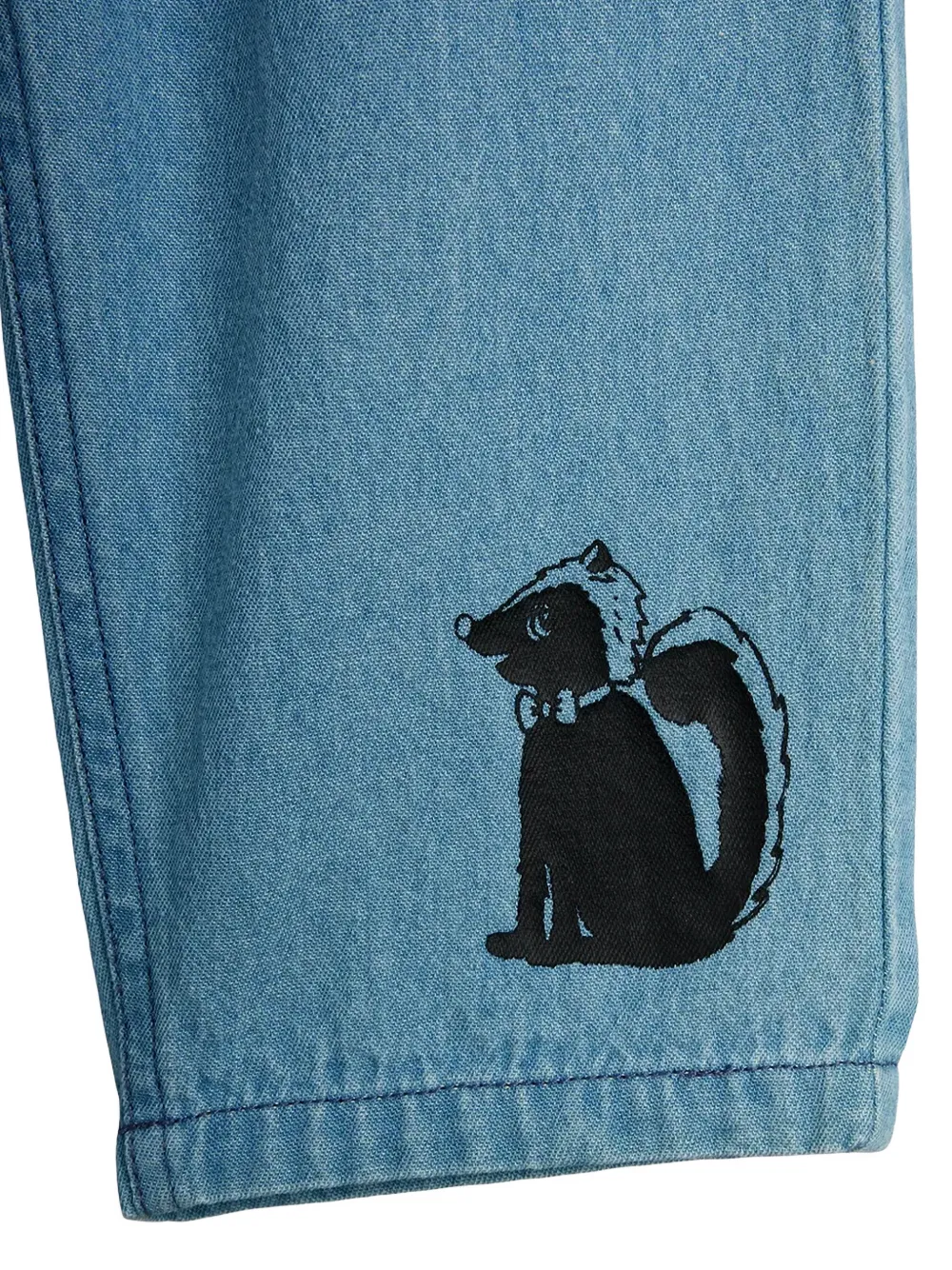 Mini Rodini Skunk patch-pleated denim Blauw