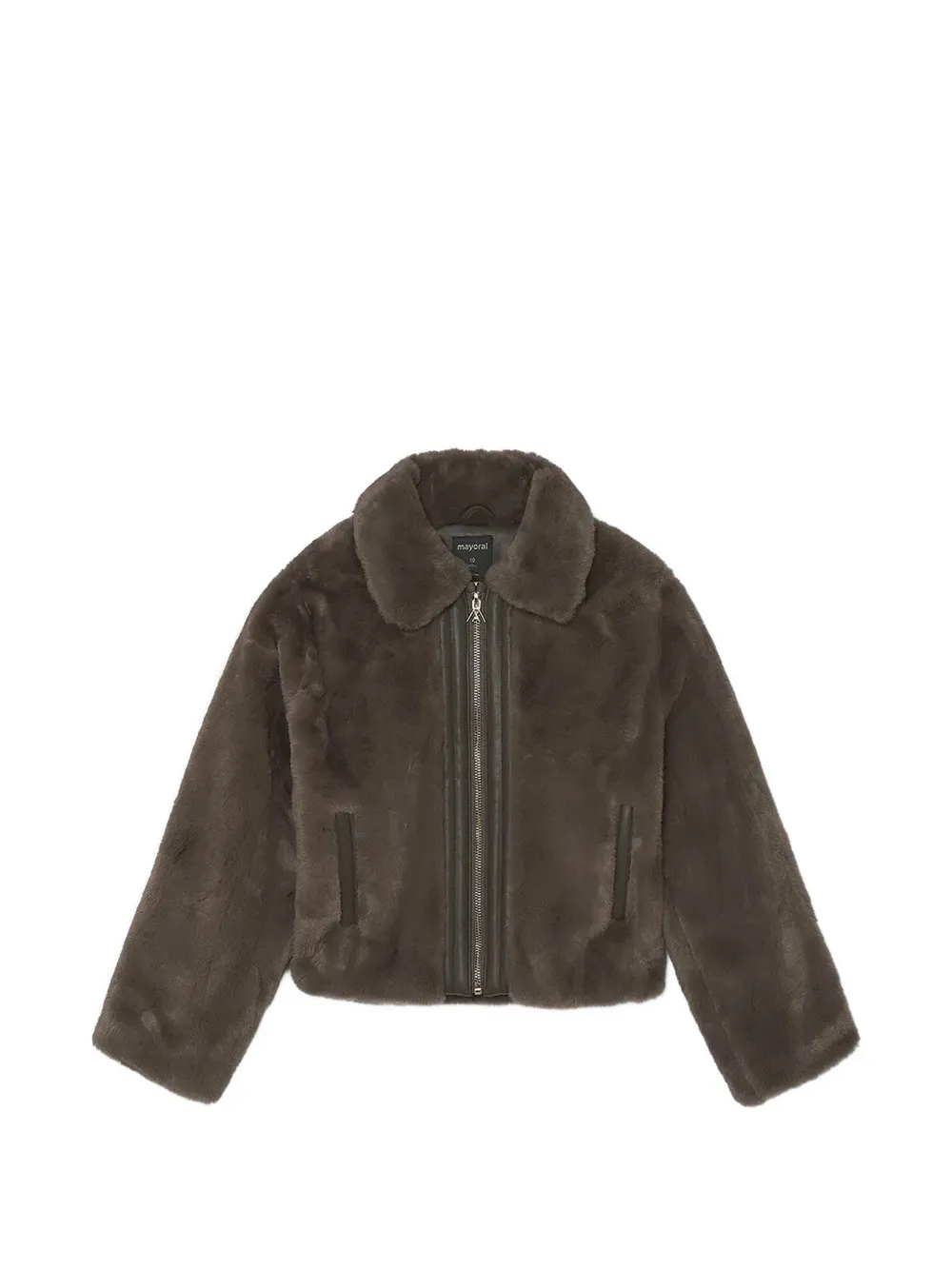 Mayoral faux-fur zip-up jacket - Marrone