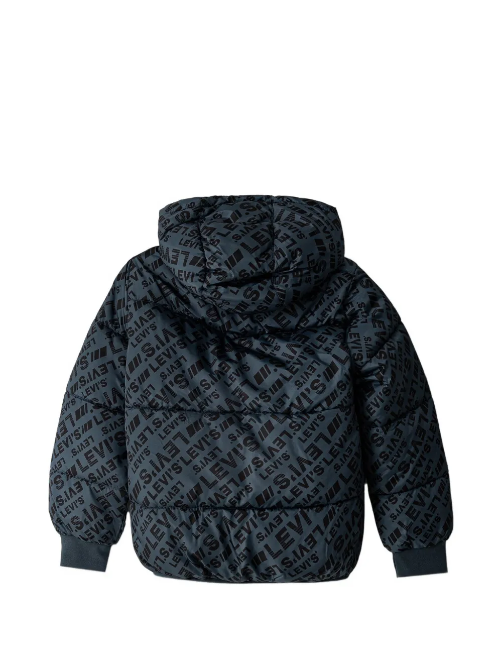 Levi's Kids logo-print hooded puffer jacket Grijs