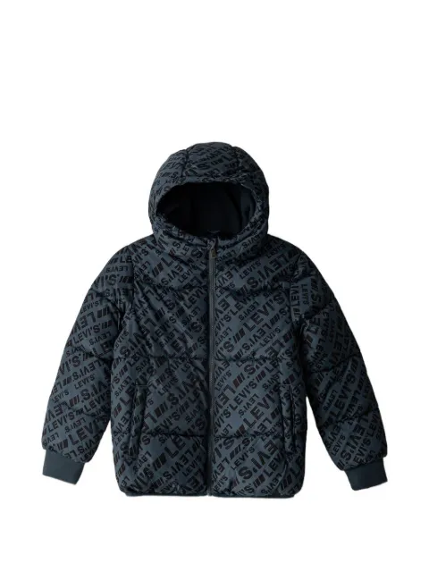 Levi's Kids logo-print hooded puffer jacket