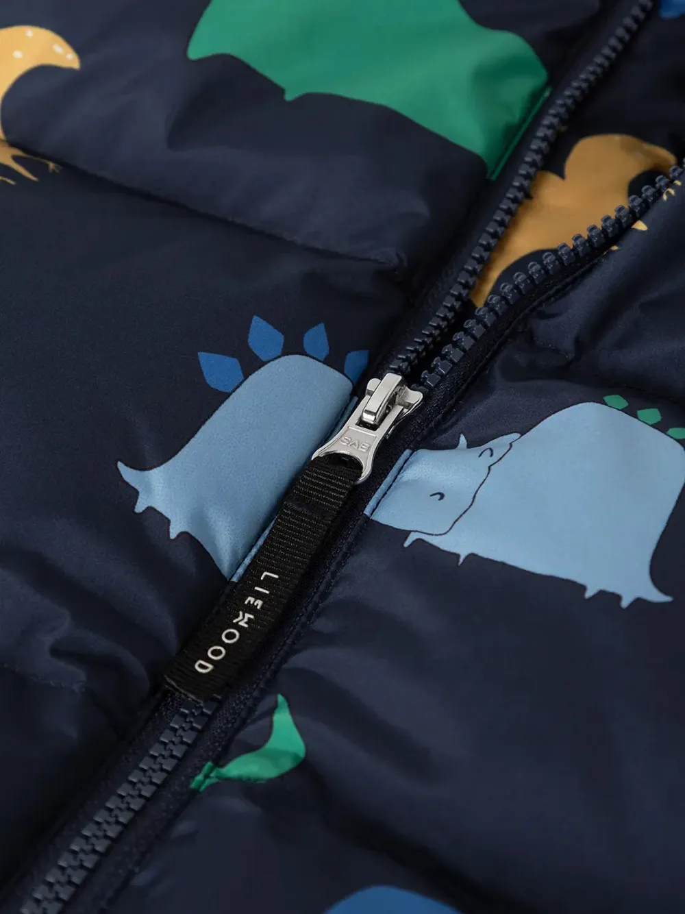 Liewood Polle dinosaur-print hooded jacket Blauw