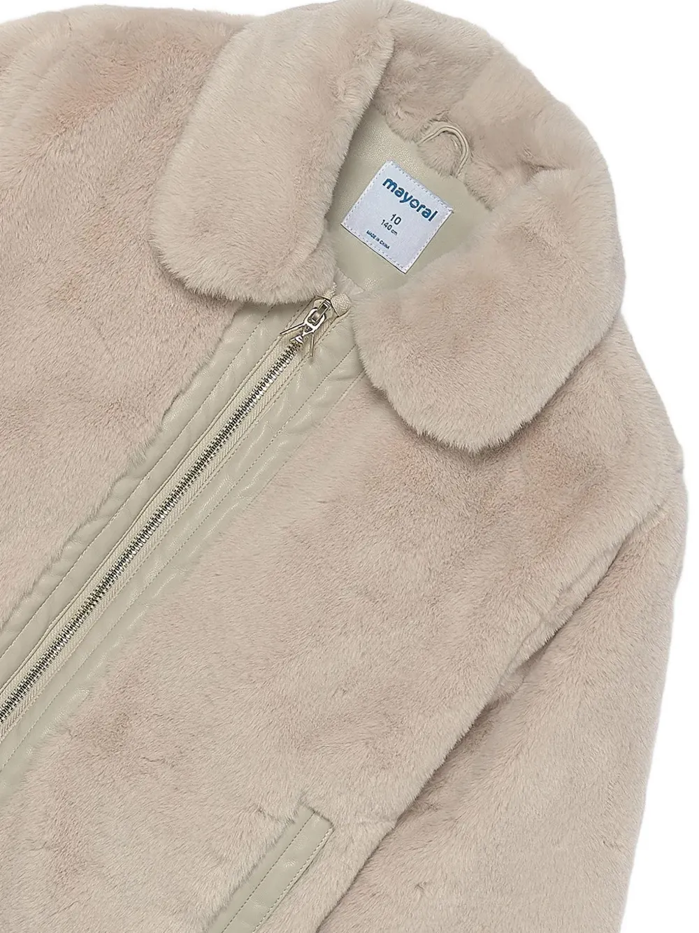 Mayoral faux-fur zip-up jacket Beige