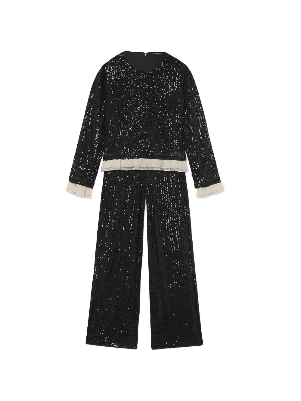 Mayoral ensemble blouse-pantalon à sequins et volants - Noir