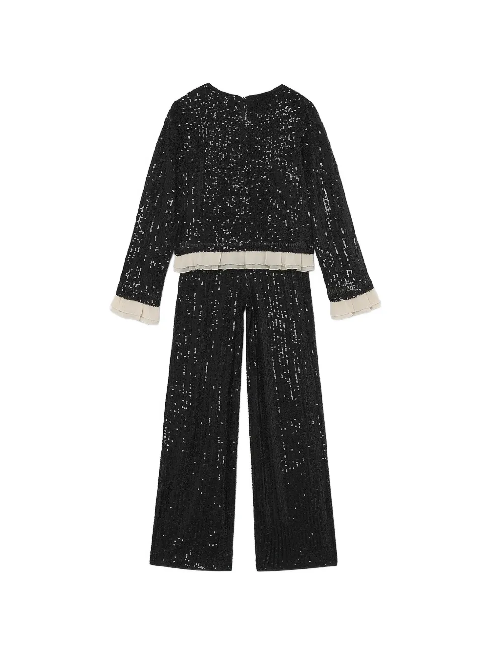 Mayoral Shirt en broek verfraaid met pailletten en ruches Zwart