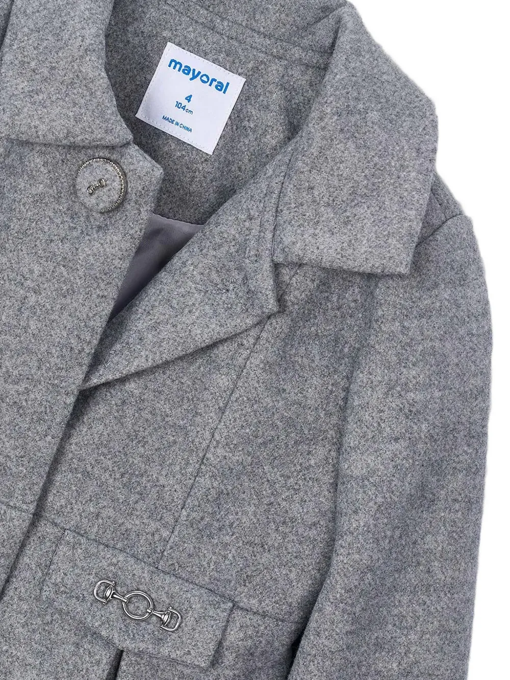 Mayoral Geplooide jas met horsebit-detail Grijs
