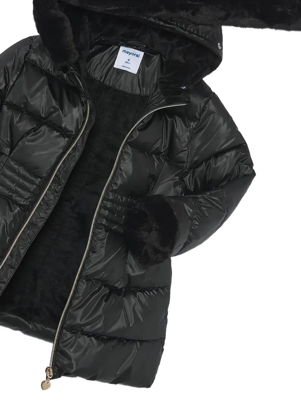 Mayoral faux-fur trim padded coat Zwart