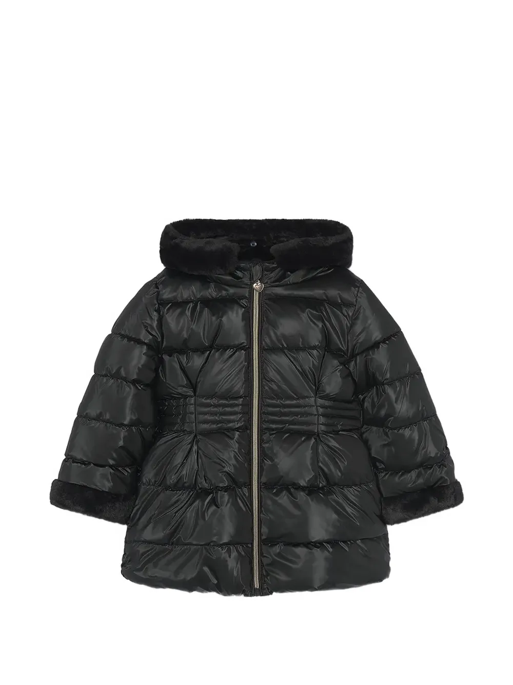 Mayoral faux-fur trim padded coat - Nero