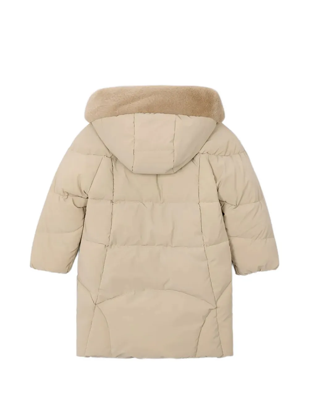 Mayoral faux-fur trim padded coat Beige