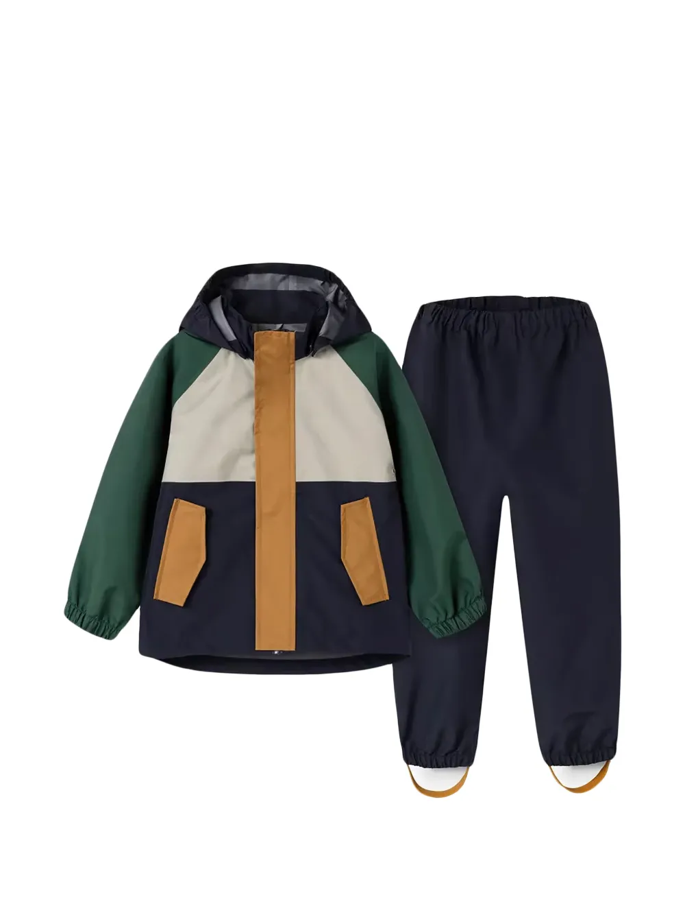 Liewood Pedia colour-block hooded rainwear set - Bleu