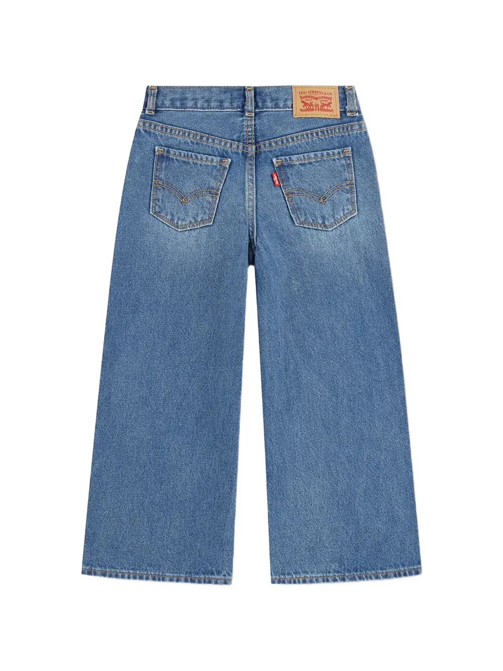 Levi's Kids floral-embroidered wide-leg jeans Blauw