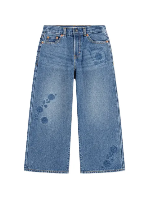 Levi's Kids floral-embroidered wide-leg jeans