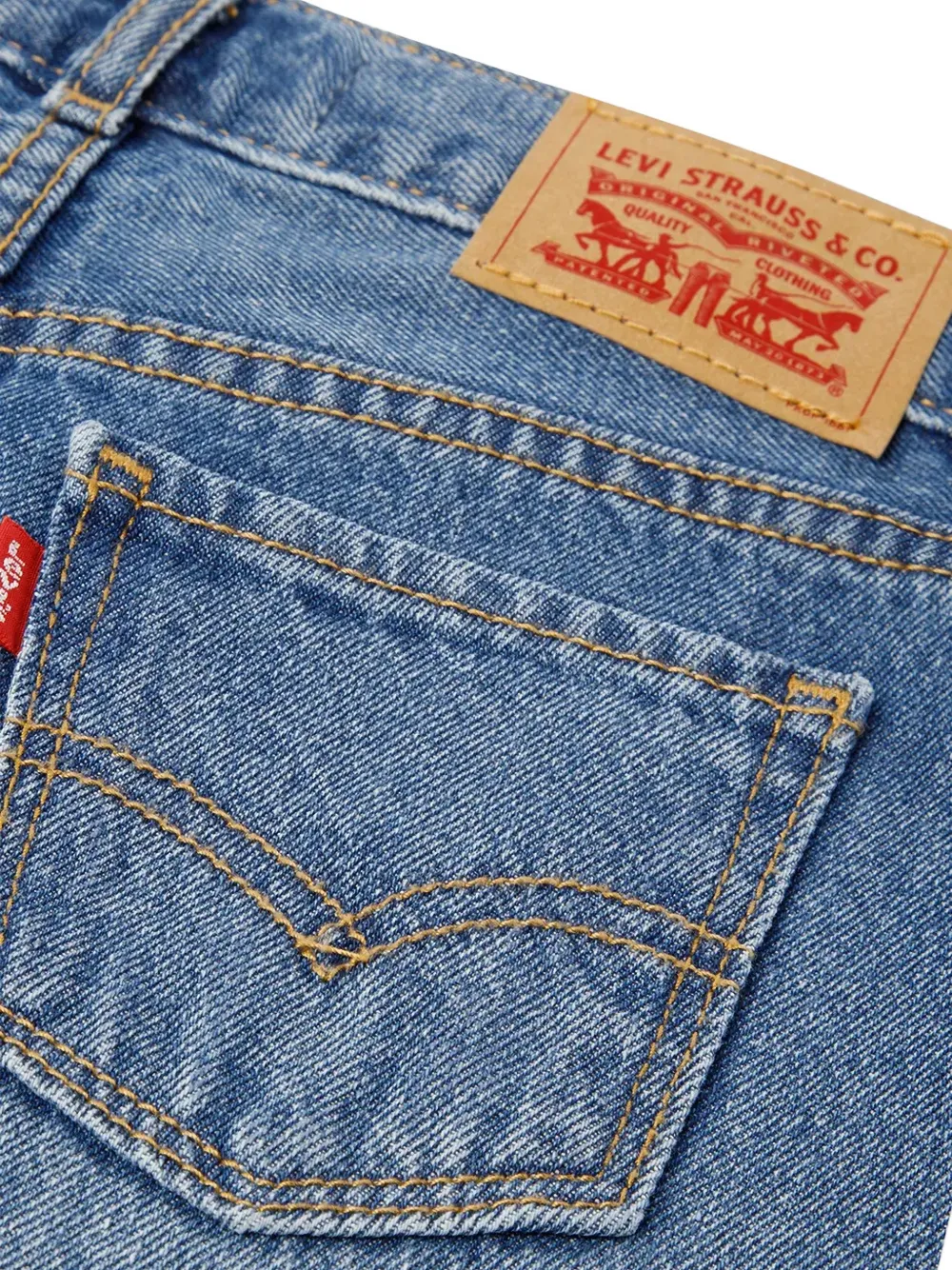 Levi's Kids floral-embroidered wide-leg jeans Blauw