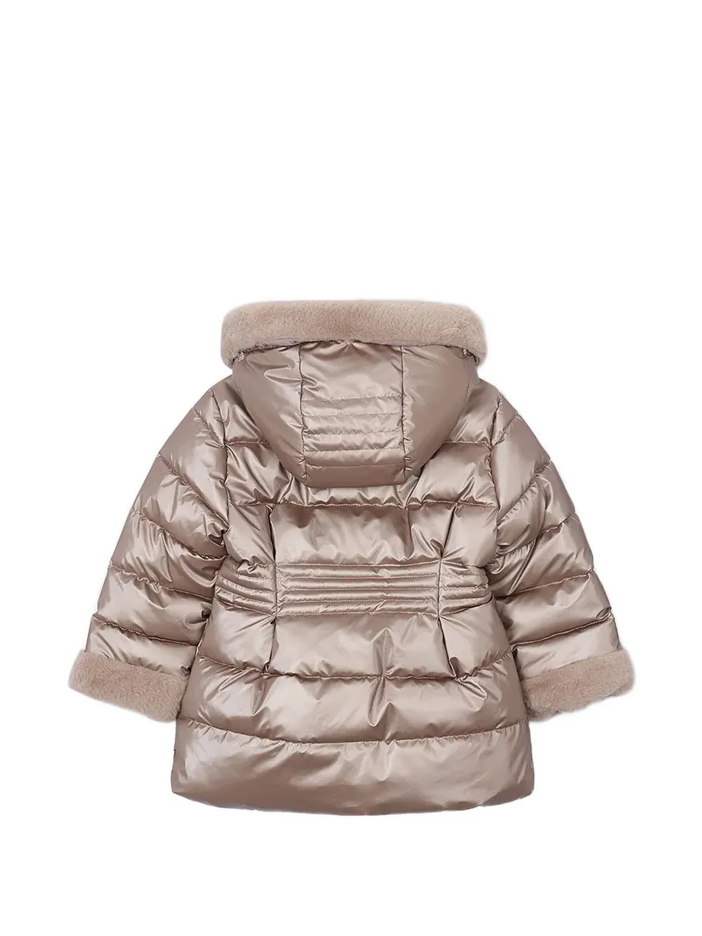 Mayoral faux-fur trim padded coat Beige