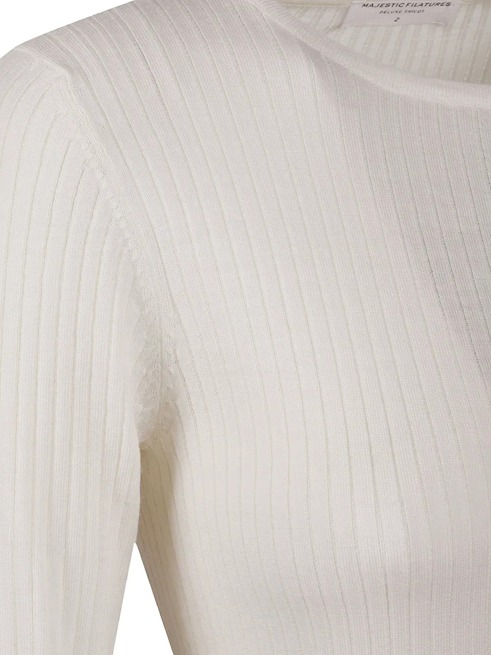 Majestic Filatures ribbed-knit long-sleeve fine-knit sweater Wit