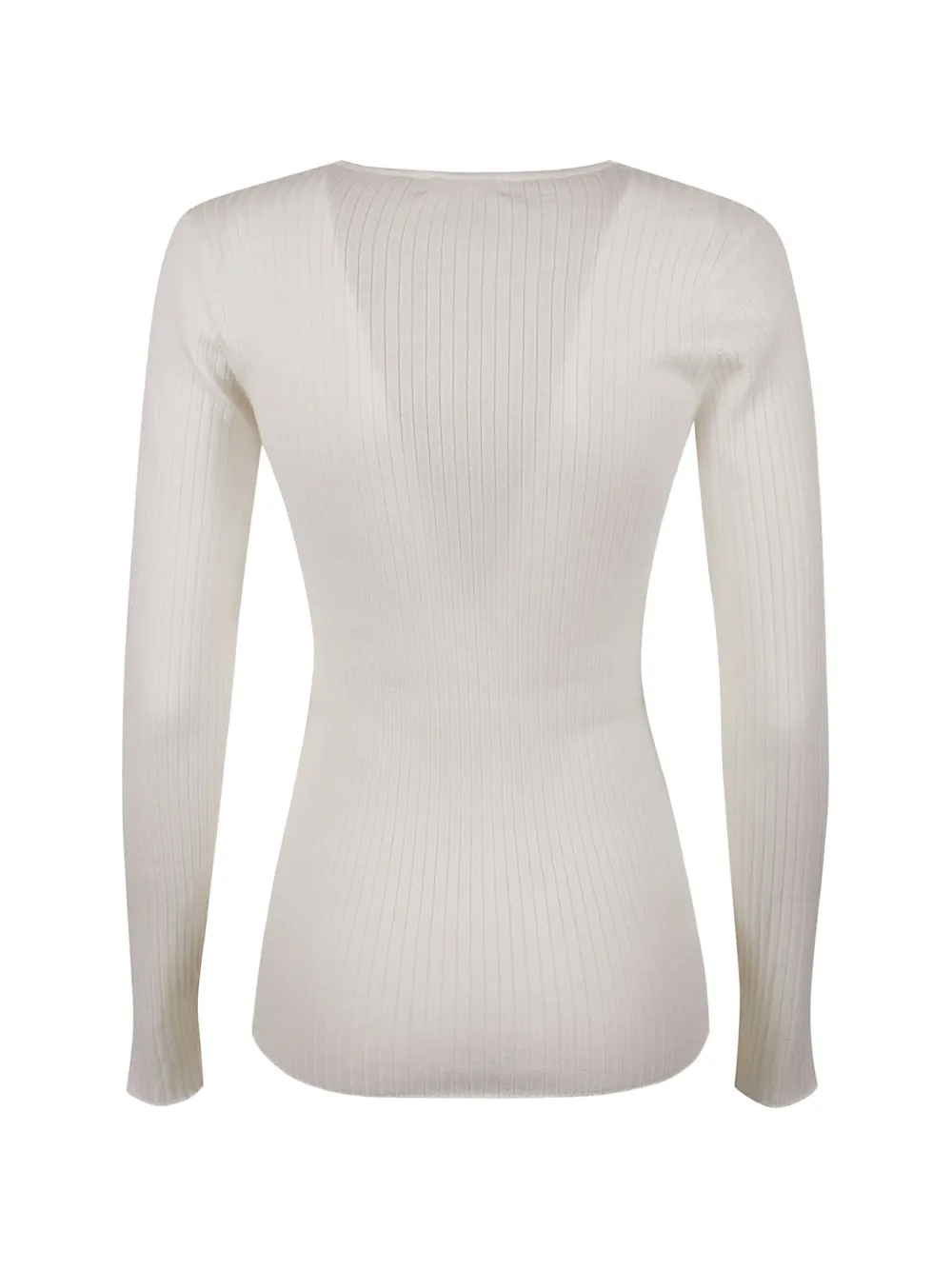 Majestic Filatures ribbed-knit long-sleeve fine-knit sweater Wit