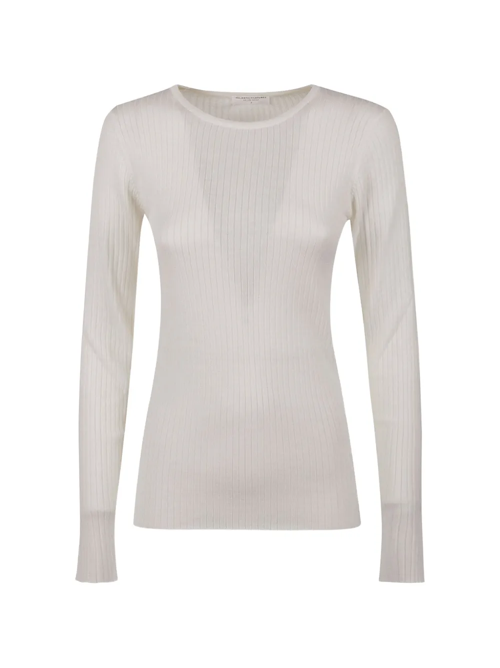 Majestic Filatures ribbed-knit long-sleeve fine-knit sweater - Bianco