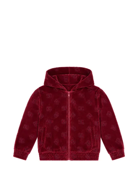 Dolce & Gabbana Kids logo-debossed velvet hoodie