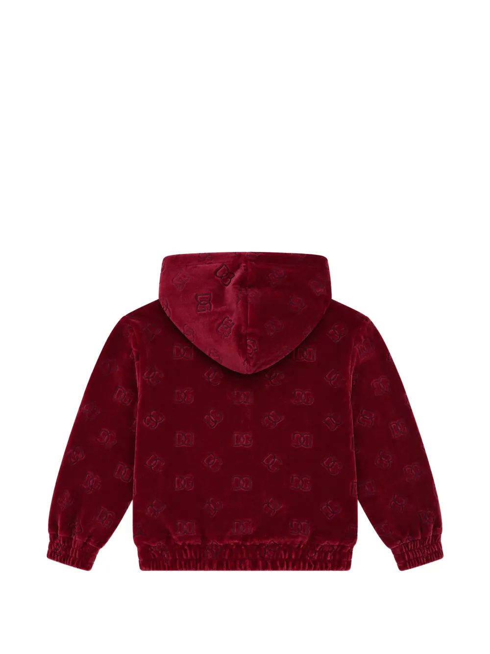 Dolce & Gabbana Kids logo-debossed velvet hoodie Rood
