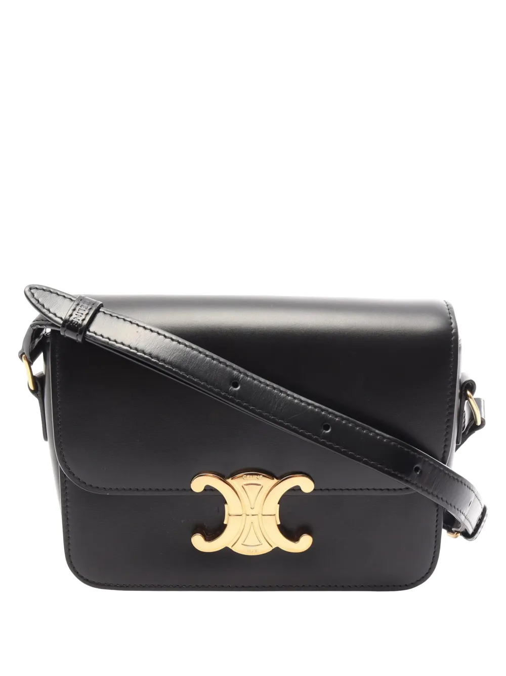 Celine Pre-Owned 2000-2026 Teen Shiny Calfskin Triomphe crossbody bag - Nero