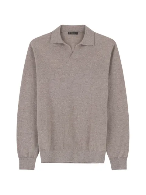 Boggi Milano knitted polo shirt in merino wool cashwool® mouliné