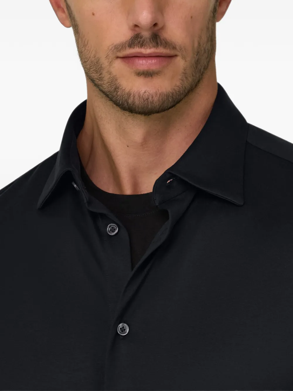 Boggi Milano Poloshirt van katoen en zijde Zwart