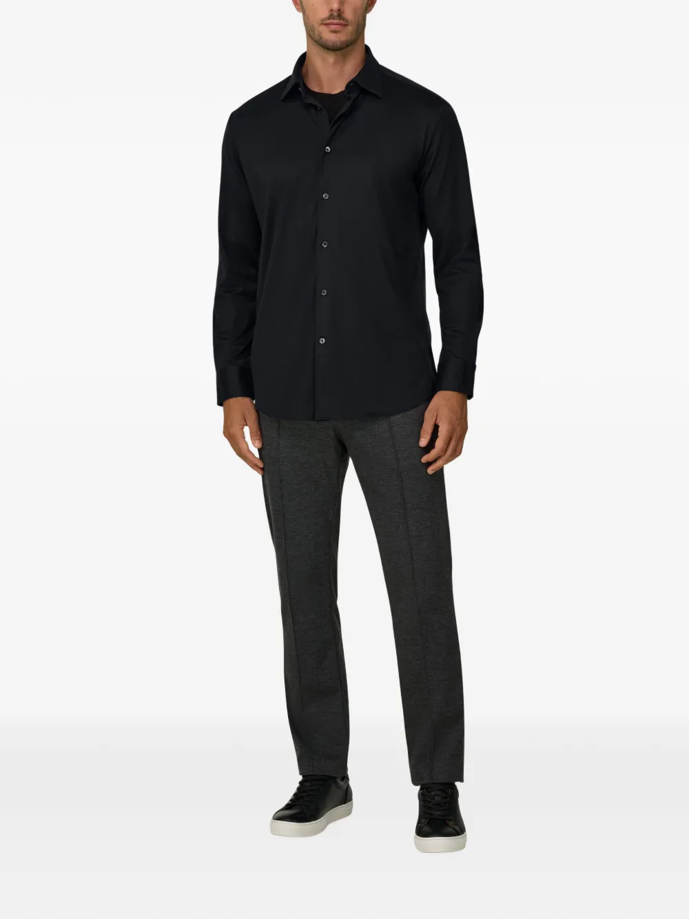 Boggi Milano Poloshirt van katoen en zijde Zwart